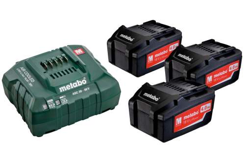 Startovací sada Metabo 3 x akumulátor Li-Power 18V/4.0Ah nabíječka Asc 55