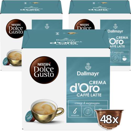 Kávové kapsle Dallmayr Crema d‘Oro CAFFE LATTE by NESCAFÉ Dolce Gusto karton 3 x 16 ks