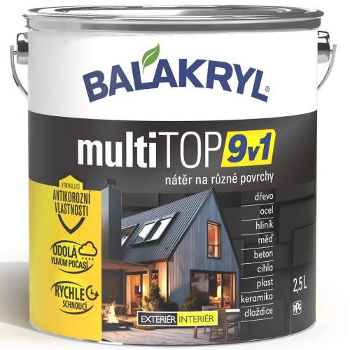 BALAKRYL multiTOP 9v1 multifunkční barva pro různé povrchy 2.5 l RAL 8017 čokoládová hnědá