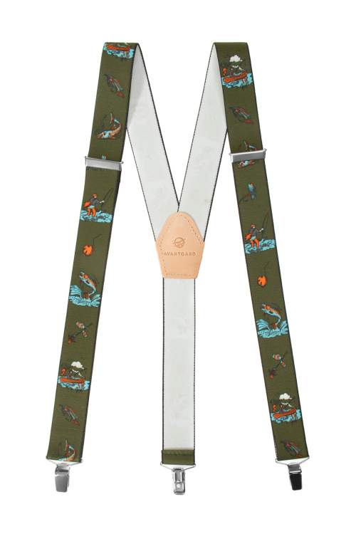 Avantgard Rybářské šle Y s koženým středem a zapínáním na klipy 35 mm 856-460512 Zelená, Petrův Zdar