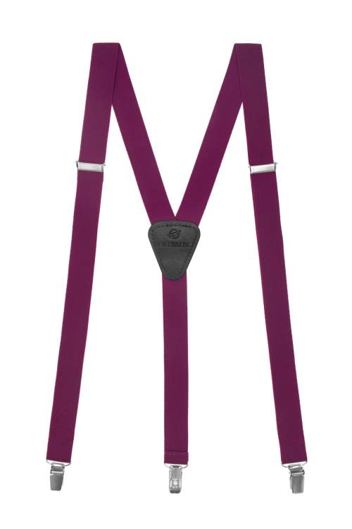 Avantgard Šle Y s koženým středem a zapínáním na klipy 25 mm 867-964023 Purpurová, černá kůže