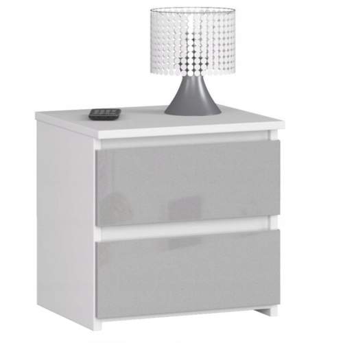 Szafka noční CL2 bílo-metalický lesk 40cm 2zásuvky Akd