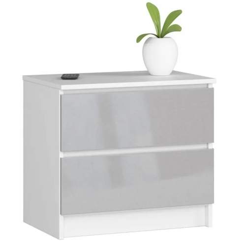 Ak furniture Komoda Liv 60 cm bílá/šedá lesklá