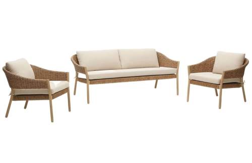 Zahradní lounge set z eukalyptového dřeva pro 4 v krémovo-přírodní barvě Pola – Kave Home