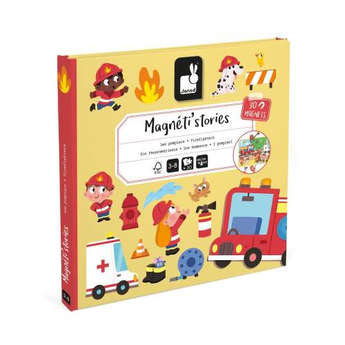 Magnetická kniha Hasiči Firefighters Magnetistories Janod 30 magnetek J05453