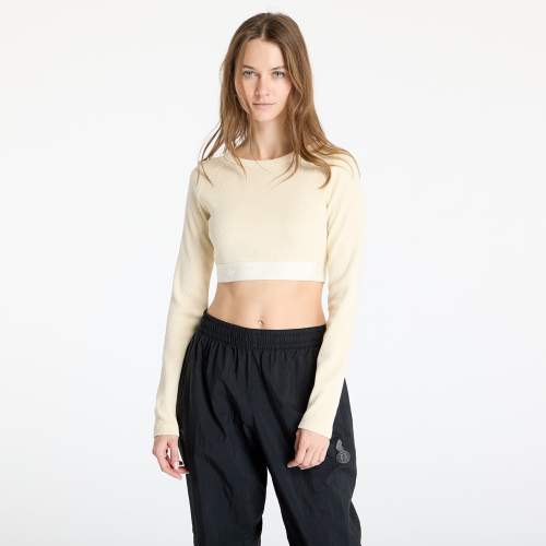 Top adidas Ribbed Longsleeve Crop Top Cream White M