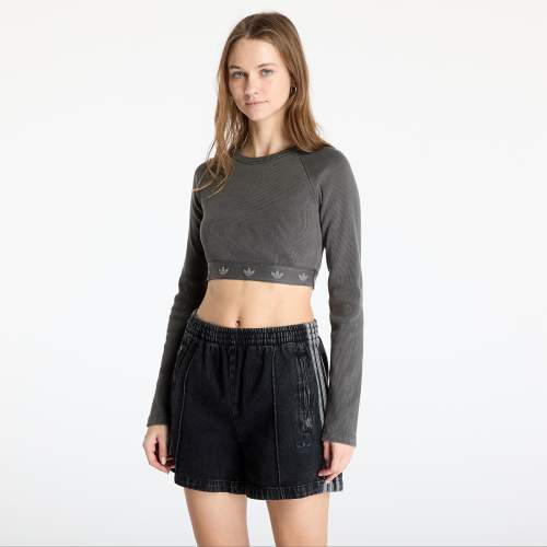 Top adidas Ribbed Longsleeve Crop Top Black XS