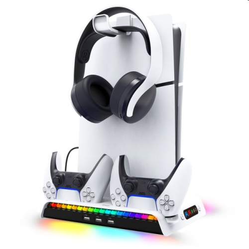 iPega PlayStation 5 Slim Dualsense Pulse 3D RGB dock w/ cooling white
