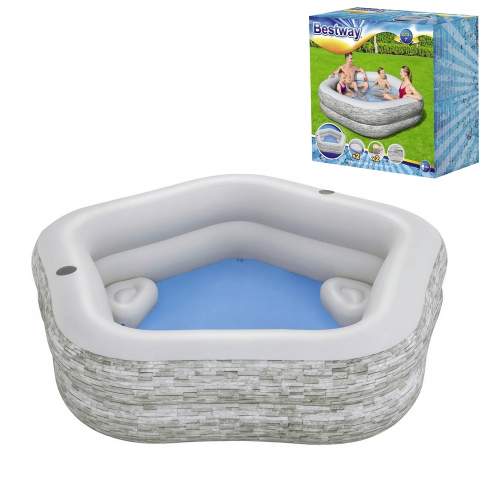 BESTWAY 54423 - Nafukovací bazén 213 x 206 x 53 cm vzhled kamenné zdi